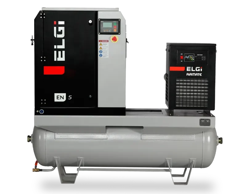 Compressor ELGi Série EN Compressor de ar parafuso ELGi Série EN em vista frontal